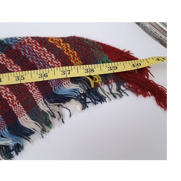NEW Wander Agio Multicolored Plaid Scarf Wrap with fringe - Picture 5 of 7